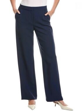 Lafayette 148 New York Wide Leg Trouser Career Pants Ink Dark Navy 8